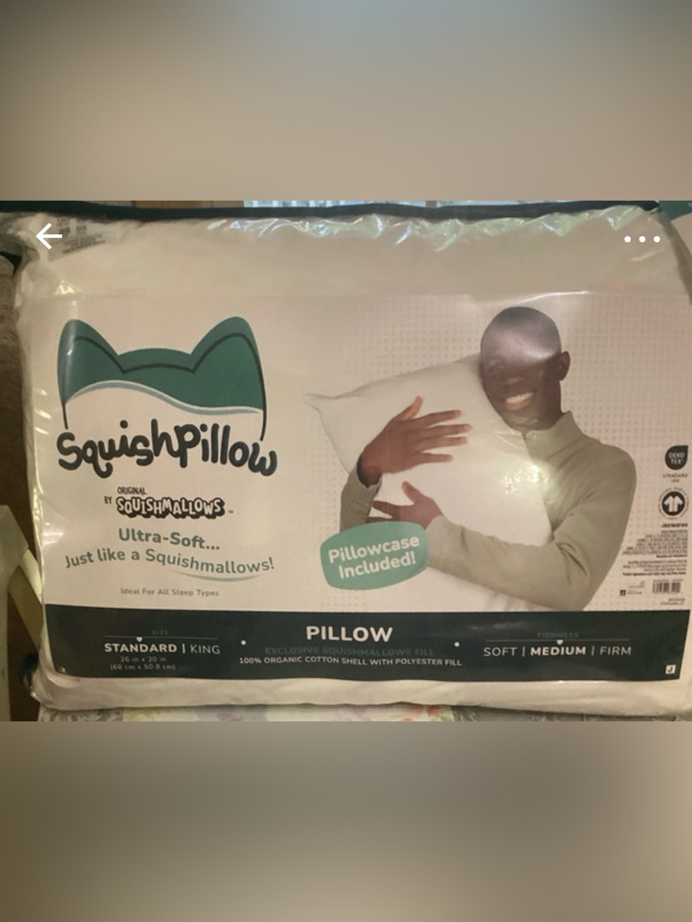 NEW Squishpillow by squish mellows standard size medium Ultra-Soft White Pillow